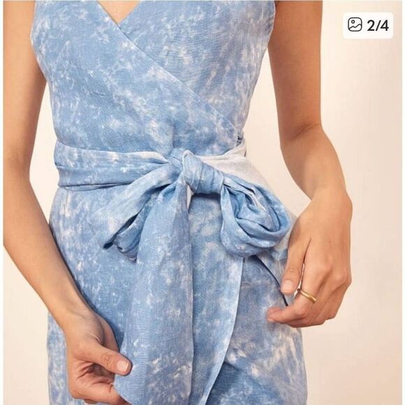 Reformation Court Linen Wrap Dress Sz XS NWOT - Picture 13 of 13